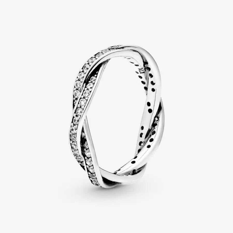*BRAND NEW* Pandora 925 Sterling Silver Sparkling Twisted Lines Ring 190892CZ