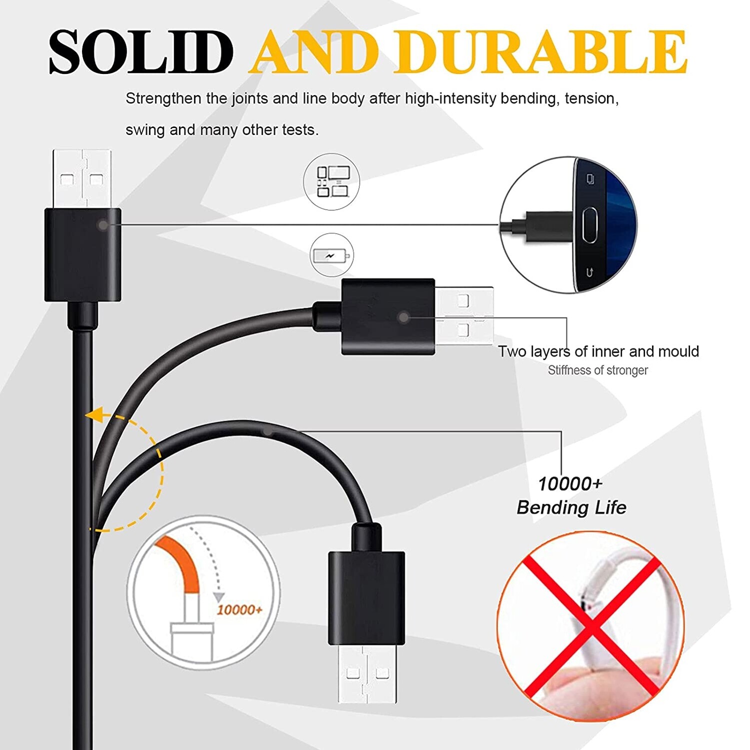 MicroUSB 6ft USB Cable Charger Cord Power Wire Long TPE Fast for Cell Phones