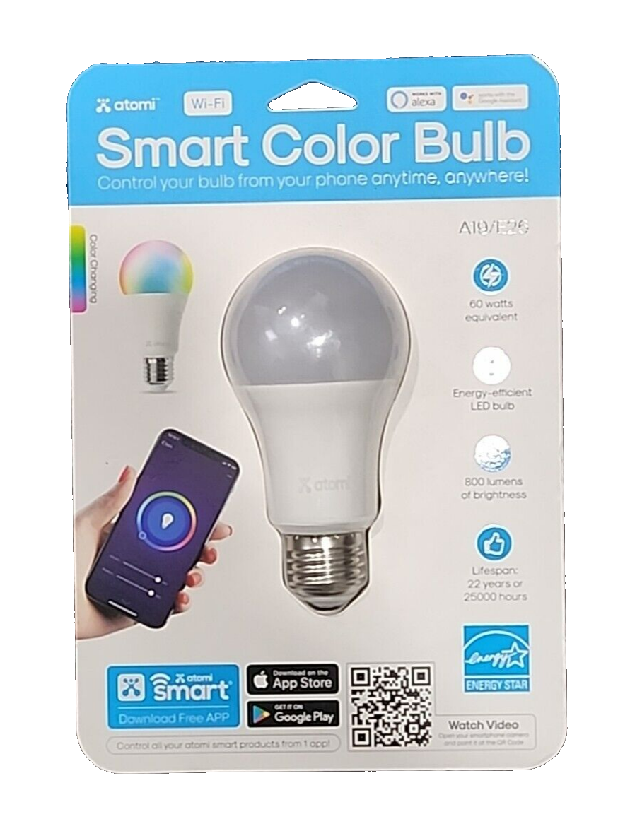 Atomi Wi-+Fi Smart Color Changing Light &amp; Smart LED Bulb 2500K 