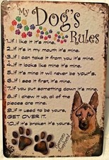 NEW 8x12 TIN SIGN German Shepherd dog rules animal funny pet paws K9 police Q 