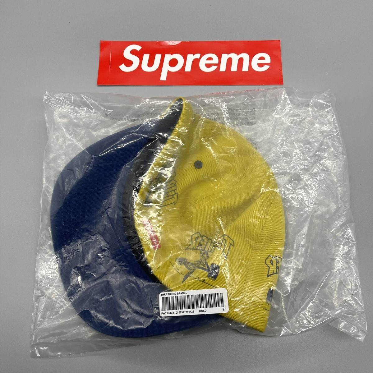 Supreme Thrasher Hat 6-Panel Gold FW21 Size Small Brand New Rare