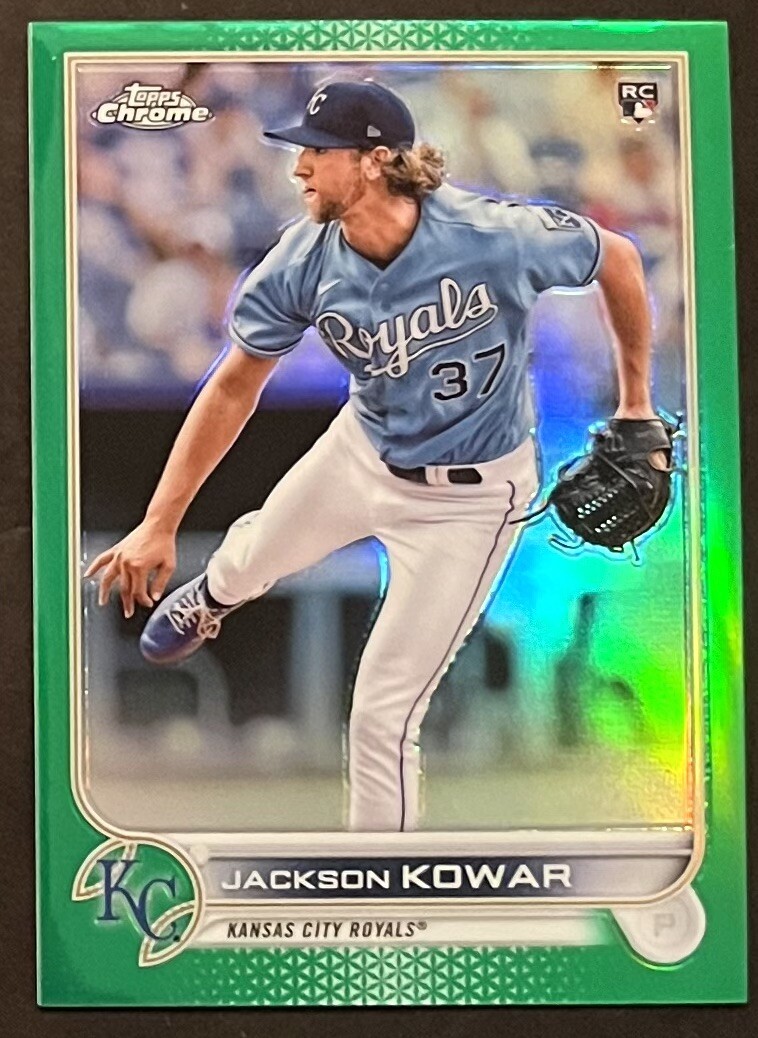 2022 TOPPS CHROME JACKSON KOWAR @ 78/99 @ #188 GREEN REFRACTOR ROOKIE RC ROYALS