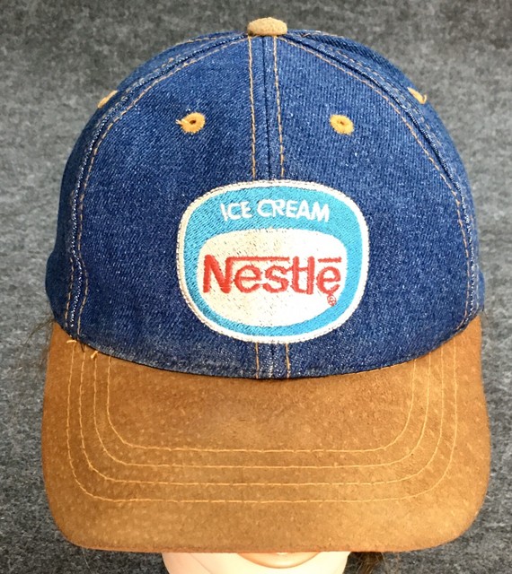 Nice Vintage Nestle Ice Cream Cap Denim With Leather Bill Embroidered Trucker eBay