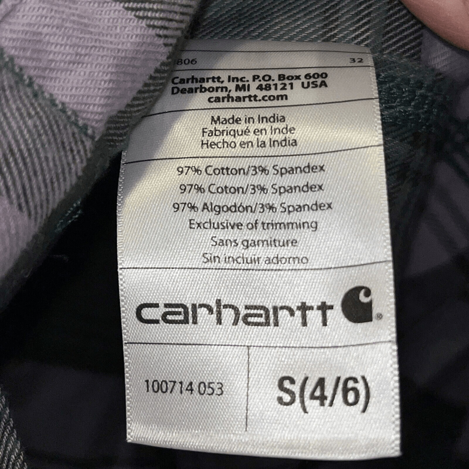 Carhartt Flannel Plaid Button Down Shirt Wmn’s Sz S 4 / 6 Green Purple Gorpcore thumbnail 6