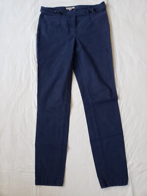 Burberry Straight Leg Cotton Blend Mid Rise Navy Blue Chino Pants - Main Image