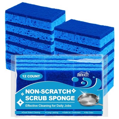 HOMEXCEL Sponges Kitchen 12 PK, Non-Scratch Dish Sponge for 12 Count, Blue