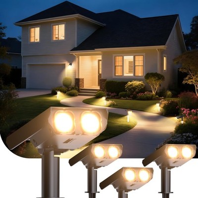 Solar Spot Lights Outdoor Adjustable Beam & PC Light Guide Column, 4 Pack Sol...
