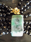 Chinese Necklace Jadeite Jade slider pendant VINTAGE black agate silver — photo 10
