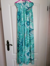 Trägerloses Boho-Kleid in Weiß und Blau, T�...