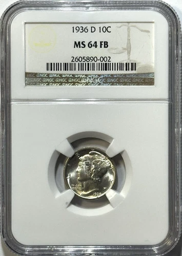 1936-D Mercury Dime 10C – NGC MS64 – Choice Mint State – Lustrous Denver 🔥