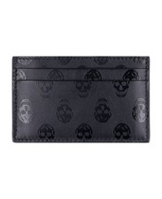  NO CUSTOMS TAX ALEXANDER MCQUEEN black Biker skull leather card holder