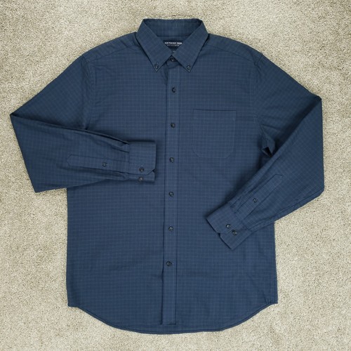 Southern Tide Hemd Herren Medium dunkelblau kariert Stretch Baumwolle Button Down