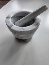 Mortar and Pestle Spice Herb Crusher Marble Stone Bowl Set Kitchen 5&rdquo; across top