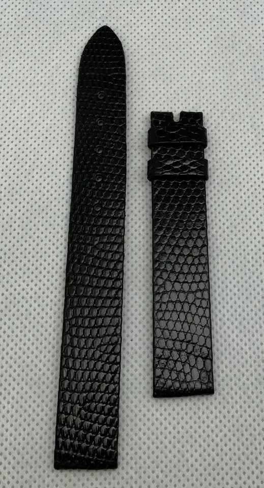 Correa de reloj Piaget 14 mm vestido delgado negro hecho en Suiza OEM AUTÉNTICO (1B) Foto 3 de 4