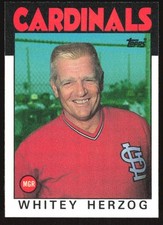 1986 Topps Manager Whitey Herzog #441 St. Louis Cardinals