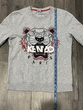 Kenzo Paris Jungle Ladies Sweater Size M Gray Pullover Embroidered Tiger Logo