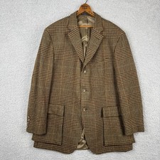 Polo Ralph Lauren Blazer Jacket Glen Plaid US 48 L Brown Tweed Wool Italy EUC