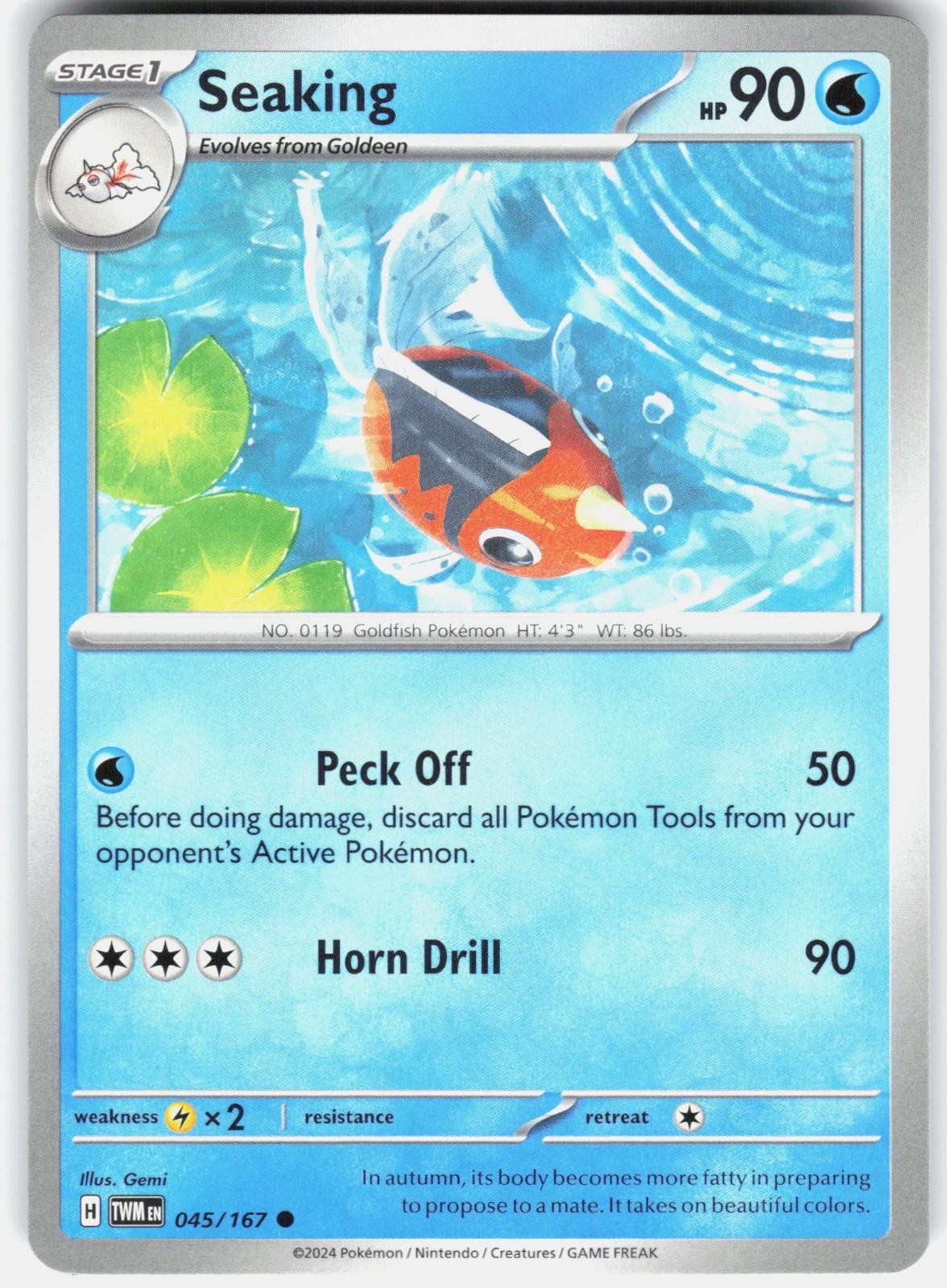 Seaking 045/167 Common Twilight Masquerade Pokemon Lightly Played