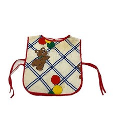 Vintage Thats Our Baby Teddy Bear Quilted Full Coverage Cloth Bib 80s