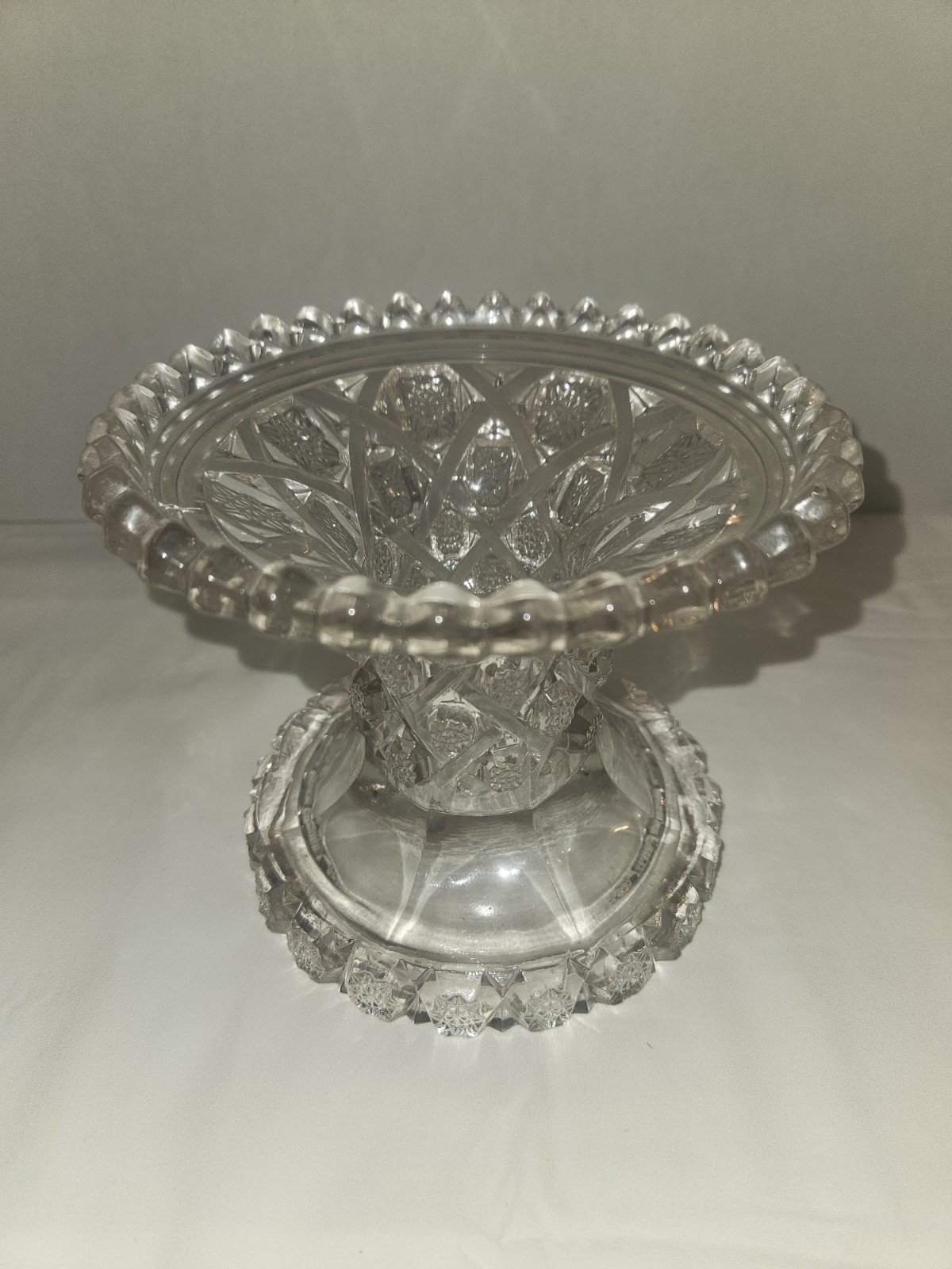 Vintage EAPC Glass Punch Bowl with Fashion Pattern Base Pre-Owned See Photos
