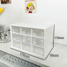 Desk Storage Organizer with 9 Drawers, Clear Plastic Storage Cabinet, Stackable