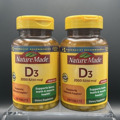 2 Pack! Nature Made Vitamin D3 - 2000 IU (50mcg) - 220 Tablets each, 1/2026