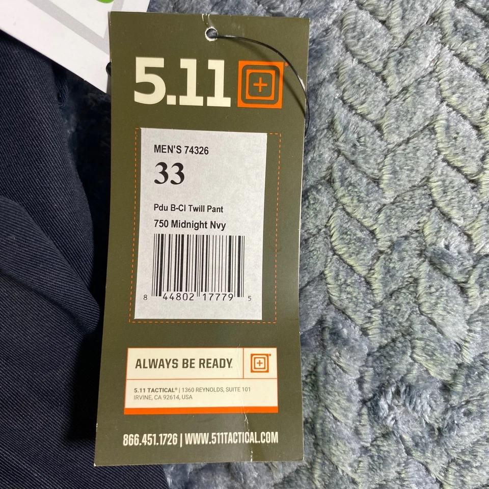 Pantalón táctico de sarga para hombre 33 PDU B 5.11 clase medianoche azul marino calce recto sin dobladillo Foto 3 de 4