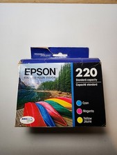 Genuine Epson 220 Cyan Magenta Yellow Ink Cartridges T220520 Exp 09/2020 Sealed