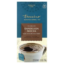 Roasted Herbal Tea, Dandelion Mocha, Caffeine Free, 25 Tea Bags, 5.3 oz (150 g)