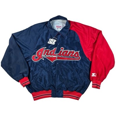 Mens Vintage MLB Starter Diamond Collection Cleveland Indians Bomber Size L