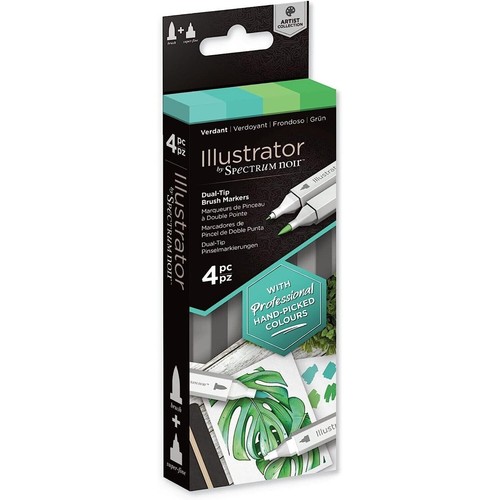 nib-spectrum-noir-illustrator-4-pc-dual-tip-brush-markers-verdant-ebay