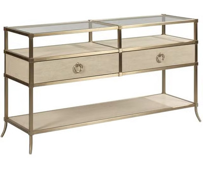 American Drew Lenox Capri Console Table Alabaster Glass Top Designer