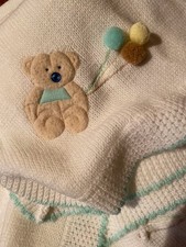 Vintage Teddy Bear Balloon White Baby Blanket 37 Square