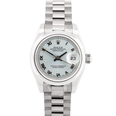 MINT 2014 PAPERS Rolex DateJust 26 Presidential Glacier Blue Platinum 179166 BOX