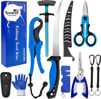 Fishing Gear, 9 PCS Fishing Tool Kit, Fishing Accessories with Fillet Knife, Fis
