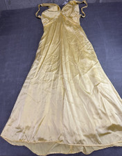 Reformation Yellow Satin Silk Slip Maxi Dress V-Neck Zip Lined Size 8