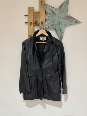 00s short real leather bomber jacket vtg