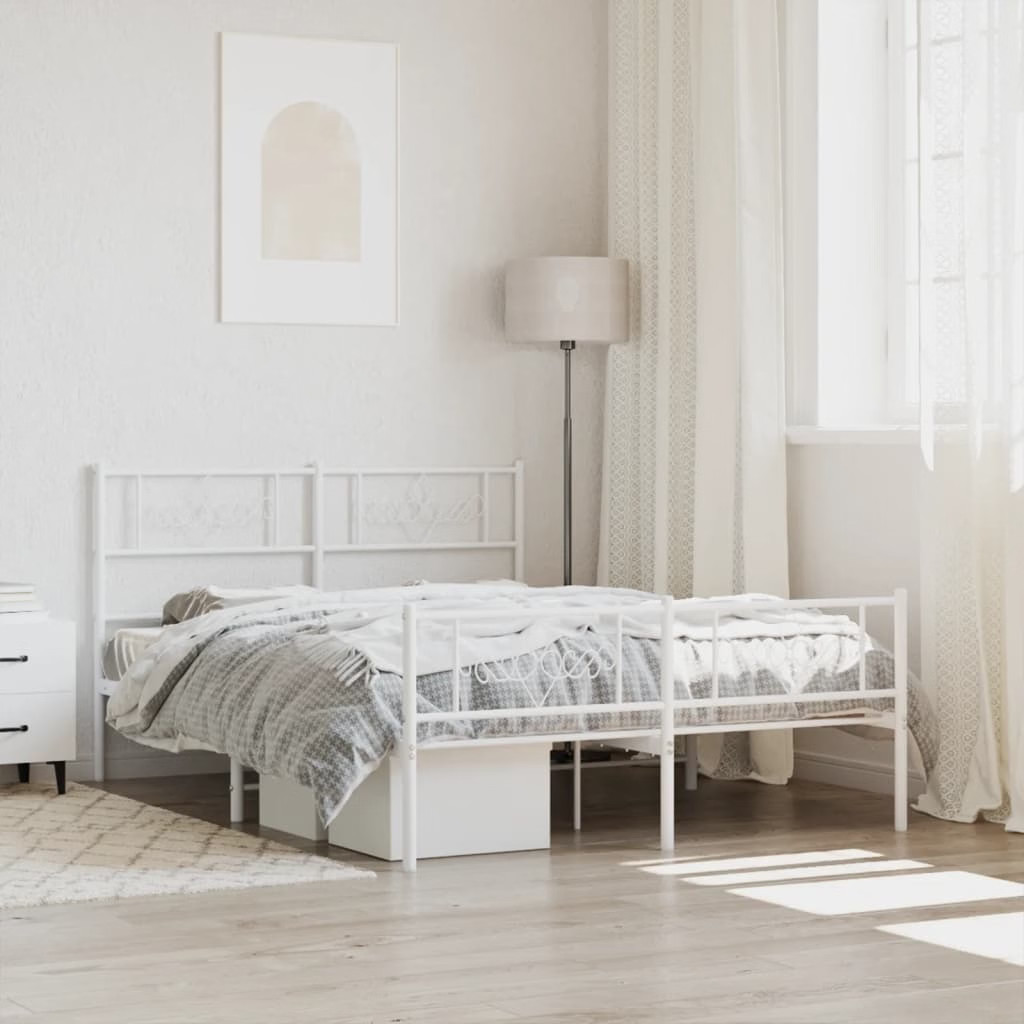 Bed Frame White Powder-coated steel Double size Bed Frame