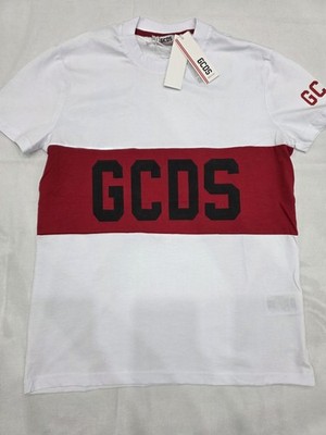 GCDS BAND LOGO REGULAR T-Shirt Shirt Print Weiß Und Rot Größe S