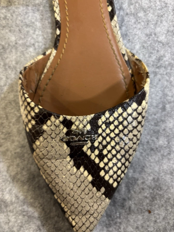 Zapatos planos Coach punta puntiaguda sin cordones para mujer con logotipo estampado de serpiente talla 9b Foto 4 de 4