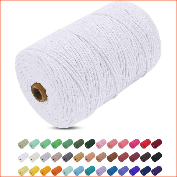 Makramee Garn 3Mm X 200M Weiß Baumwollkordel Geflochten FüR DIY Boho Deko-image