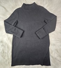 CHICO'S Black Sz 0 (S) Mock Neck Stretchy Sweater Midi Dress Black 