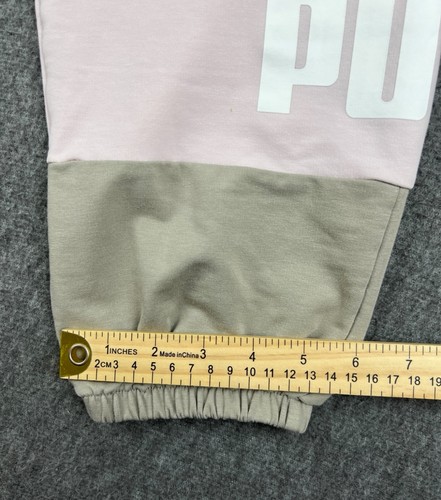 Puma Pants Womens Medium Beige Pink Joggers Logo Athletic Casual Sweatpants - Picture 9 of 10