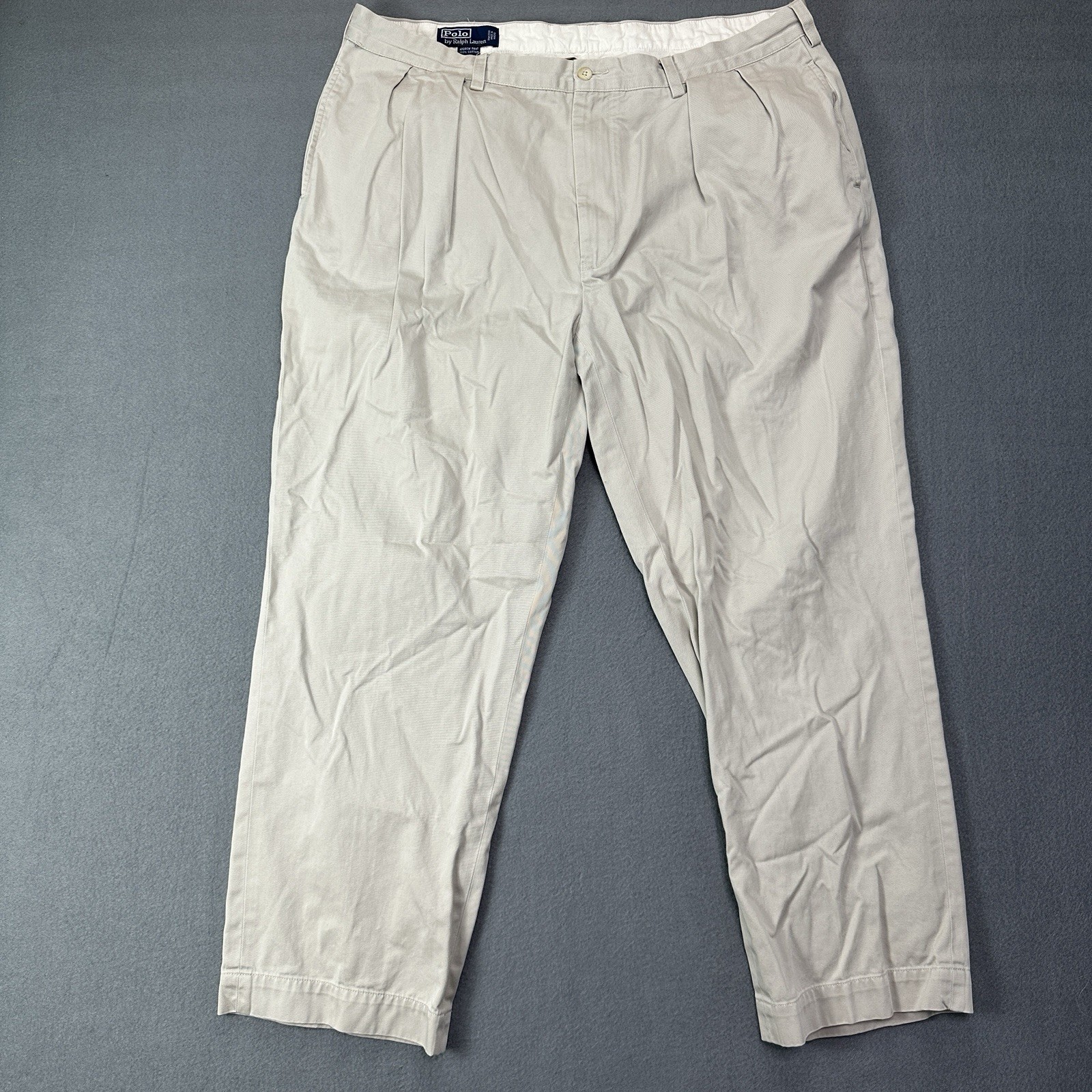 Vintage Polo Ralph Lauren Andrew Chino Pants Beige Tan Double Pleated Men 40x30