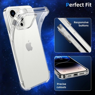 Klare stoßfeste Silikonhülle für iPhone 16 Pro Max 15 14Pro 13 11 12 XR 7 8 16