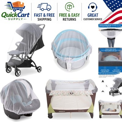 Breathable White Baby Insect Netting for Strollers and Playards - Safe & Stylish