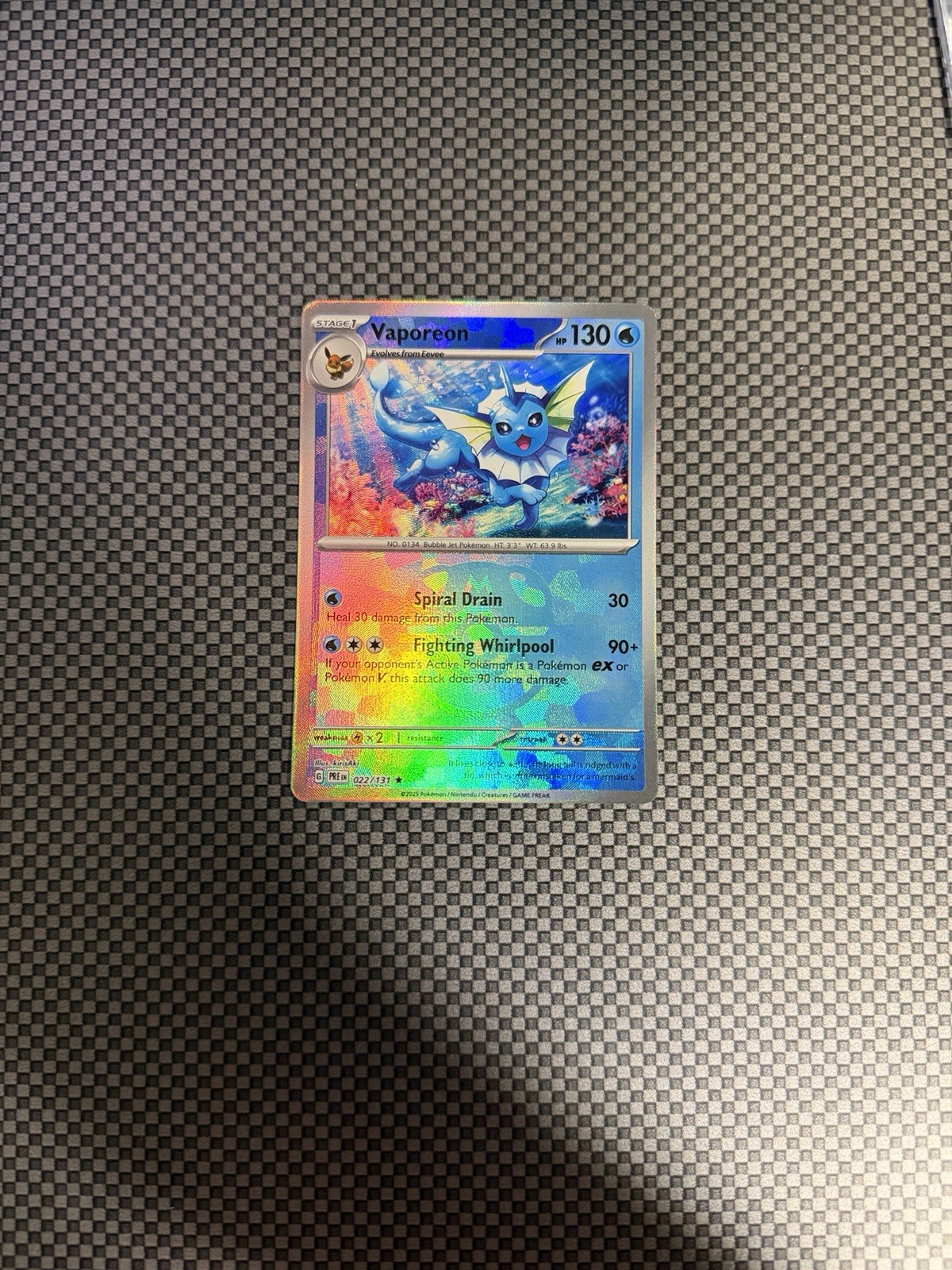 VAPOREON 022/131 PRISMATIC EVOLUTIONS POKEMON (MASTER BALL HOLO, NM)
