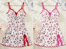 Sanrio Authorized Hello Kitty Mesh Slip Dress w/Slit  Lace y2k Kawaii Sleepwear