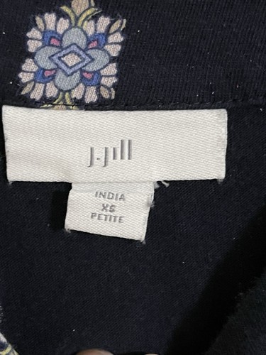 J Jill Sleeveless Blue Floral Geometric Pullover Tank Blouse Top Sz Petite XS - Picture 2 of 3