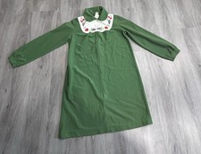 VTG 70s Gaymode JCPenney Green Velvet Robe Fruit Embroidered Zip Front Housecoat